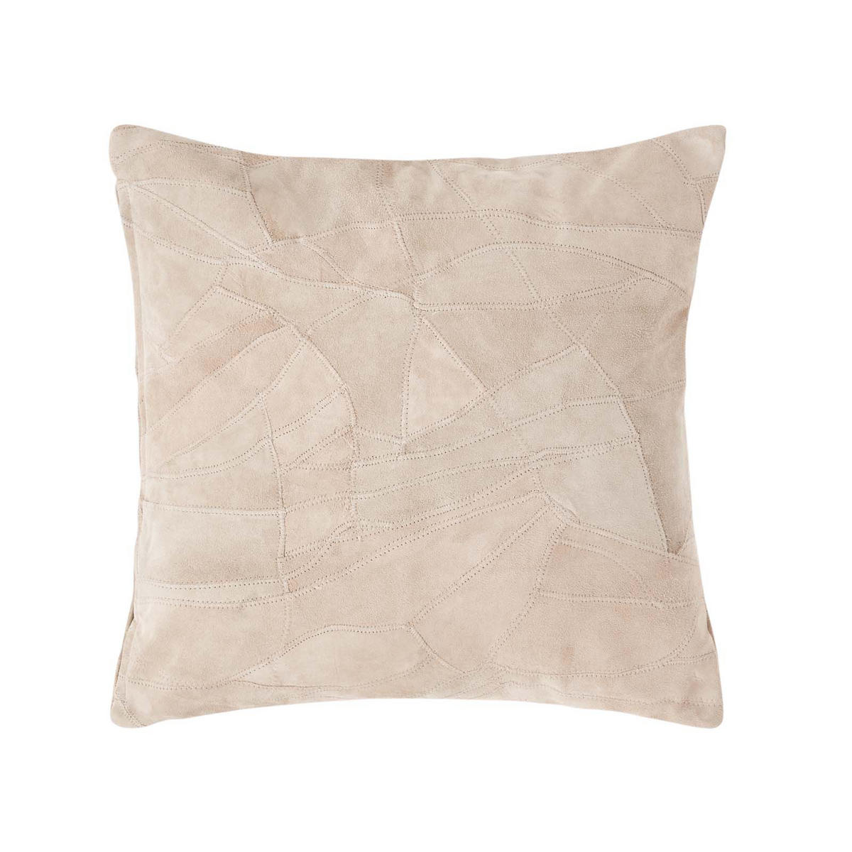 LEDERKISSEN Patchwork creme 45/45 cm - Creme, Leder/Textil (45/45cm) - Homescapes