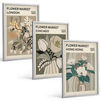 BILDER SET 3er Set - 40x60 cm Silberner Rahmen - Blumenmessen London Chicago Hongkong - Silberfarben, Kunststoff (40/60cm) - TULUP