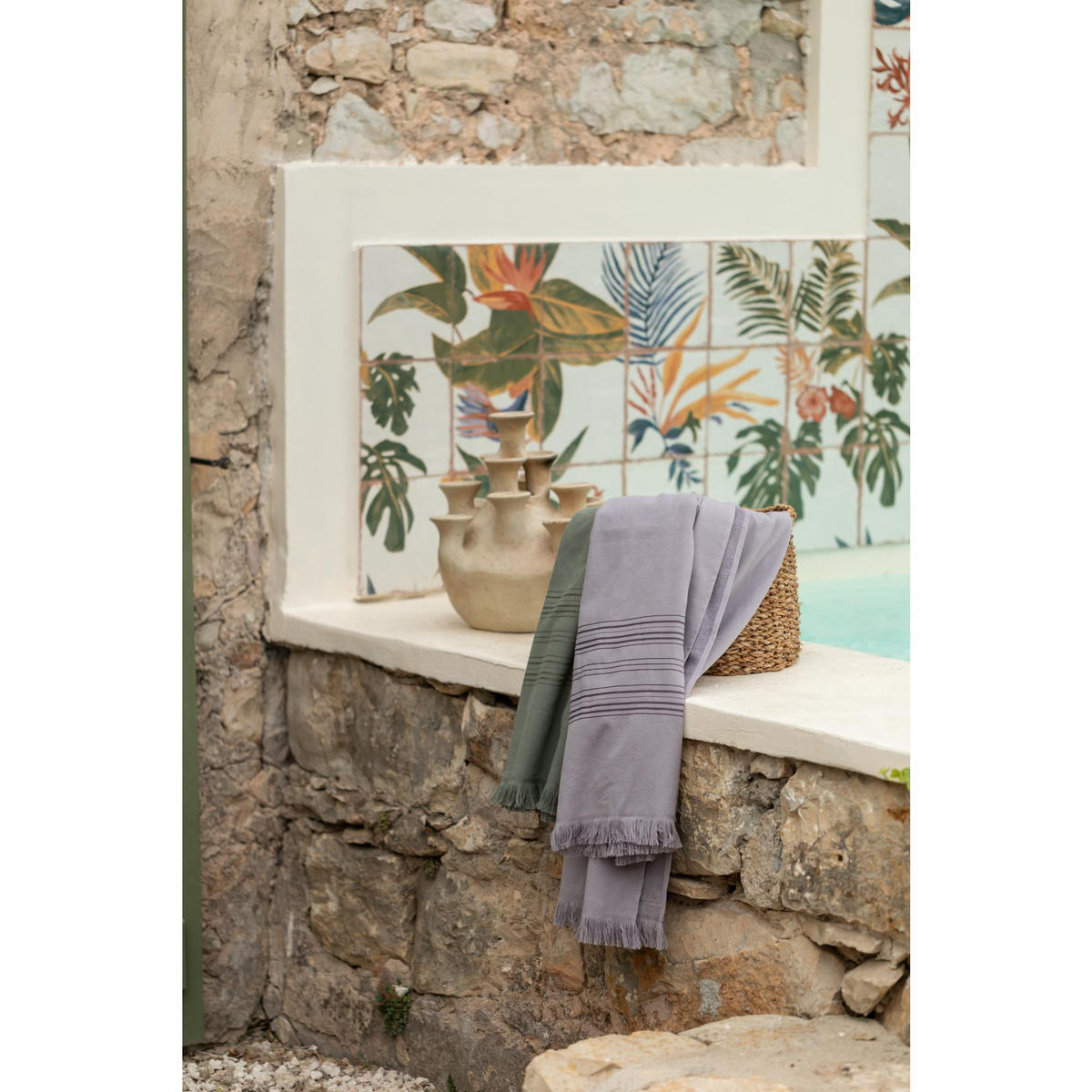 HAMMAM-TUCH Cancun brume 90 x 180 cm - Lila, Textil (90/180cm) - Vivaraise