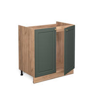 SPÜLENUNTERSCHRANK Fame-Line Grün-Gold Landhaus 80 cm, AP Anthrazit - Honigeiche/Eiche Wotan, Holzwerkstoff (80/82/60cm) - Vicco