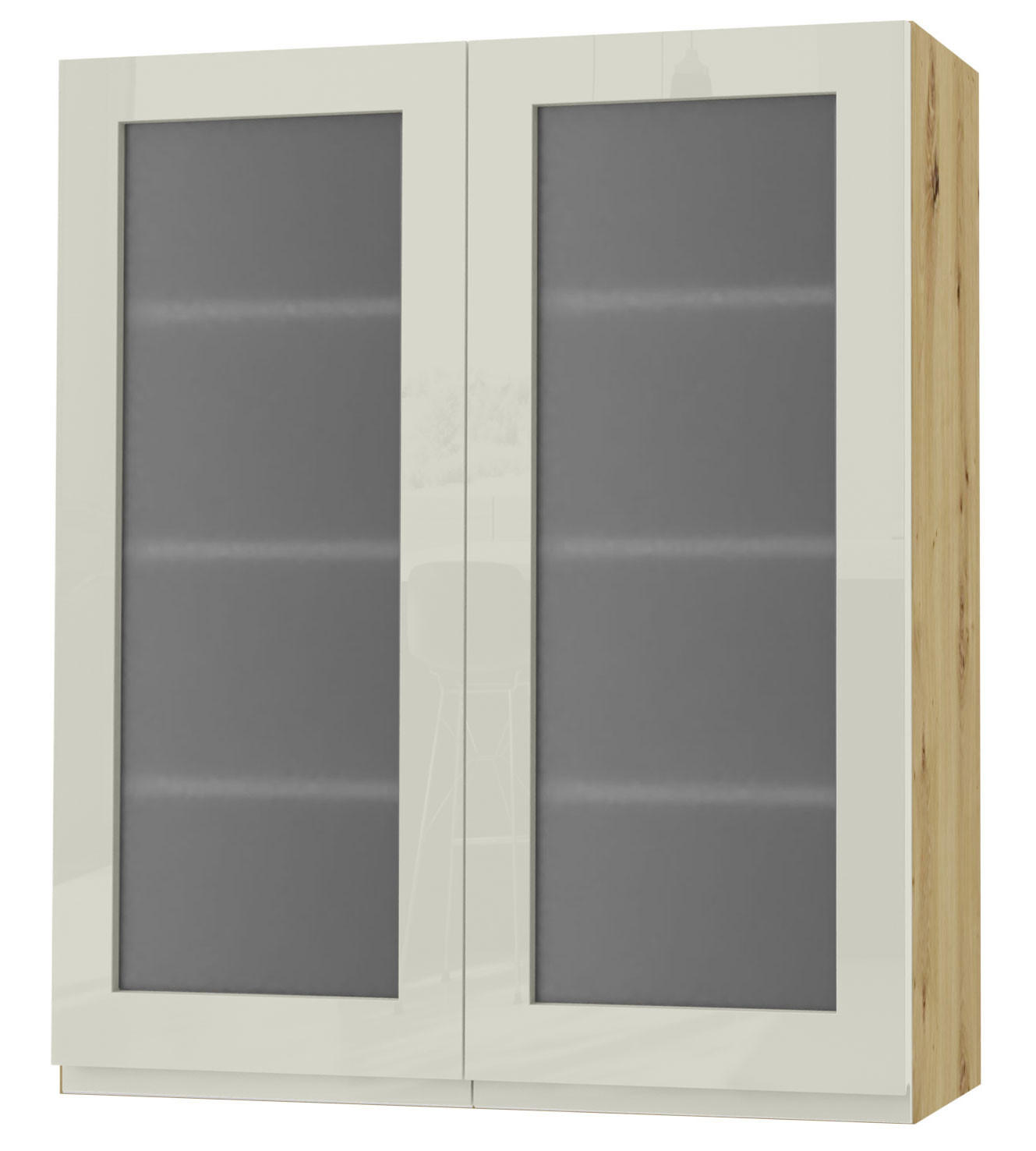 HÄNGESCHRANK Florence W4S/80 Eiche Artisan / RAL 1013 perlweiß HG 80 / 32,5 / 96cm - Weiß Hochglanz/Eiche Artisan, Holz/Holzwerkstoff (80/96/32.5cm) - Feldmann-Wohnen