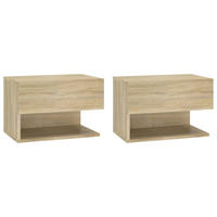 NACHTTISCH 2-teilig mit 1 Schublade 46/29,5/30 cm aus Holzwerkstoff in Sonoma-Eiche Dekor - Beige, Holz (46/30/29.5cm) - vidaXL