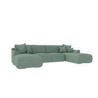 WOHNLANDSCHAFT GUSTO Strukturstoff Salbeigrün inkl. Schlaffunktion - Chromfarben/Salbeigrün, Kunststoff/Textil (306/96/194cm) - 99rooms