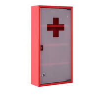 METALL Medizinschrank Arzneischrank Ersthilfe Schrank 4 Fach Rot Drehtür - Rot, Glas/Metall (12/60/30cm) - HOMCOM