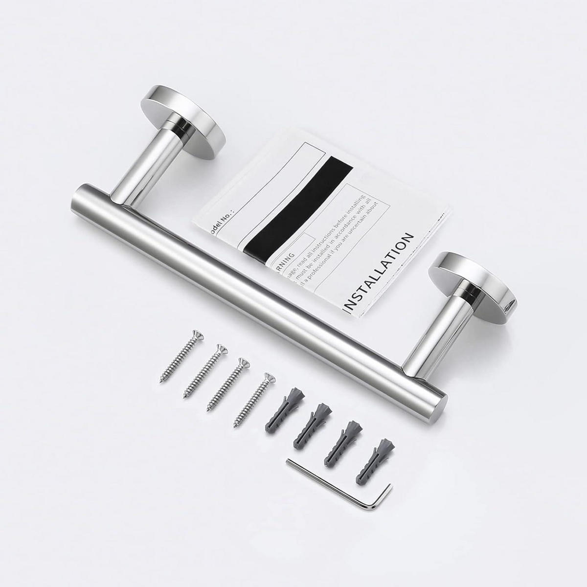 HANDTUCHHALTER Wandmontage 23 cm poliert Edelstahl - Silberfarben, Metall (8.1/5.1/23.1cm)