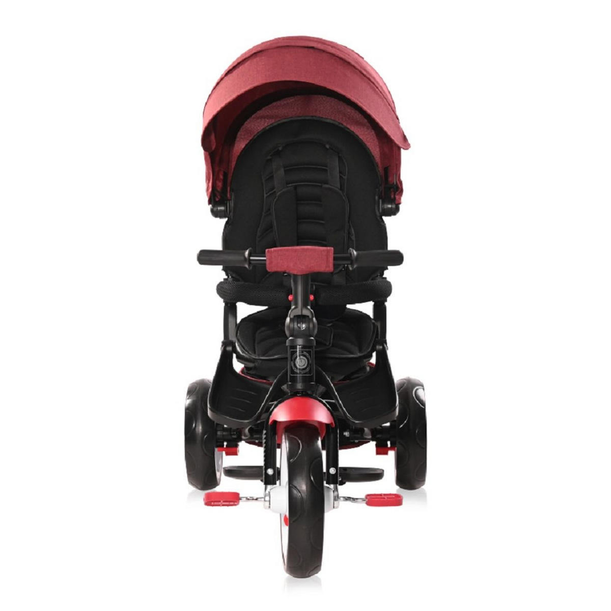DREIRAD Jaguar 4 in 1 rot/schwarz Schiebestange Sitz drehbar, verstellbar, Faltdach - Rot, Metall (120/53/103cm) - Lorelli