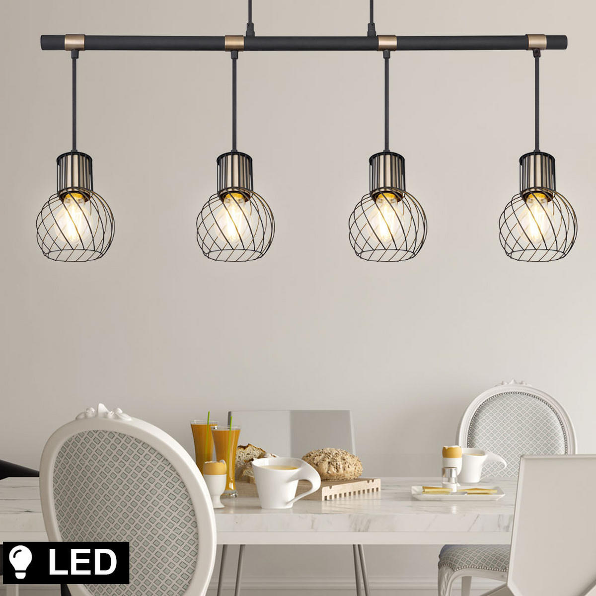 LED HÄNGELEUCHTE ARGUSTO Schwarz Metall - Schwarz, Metall (87/12/120cm)