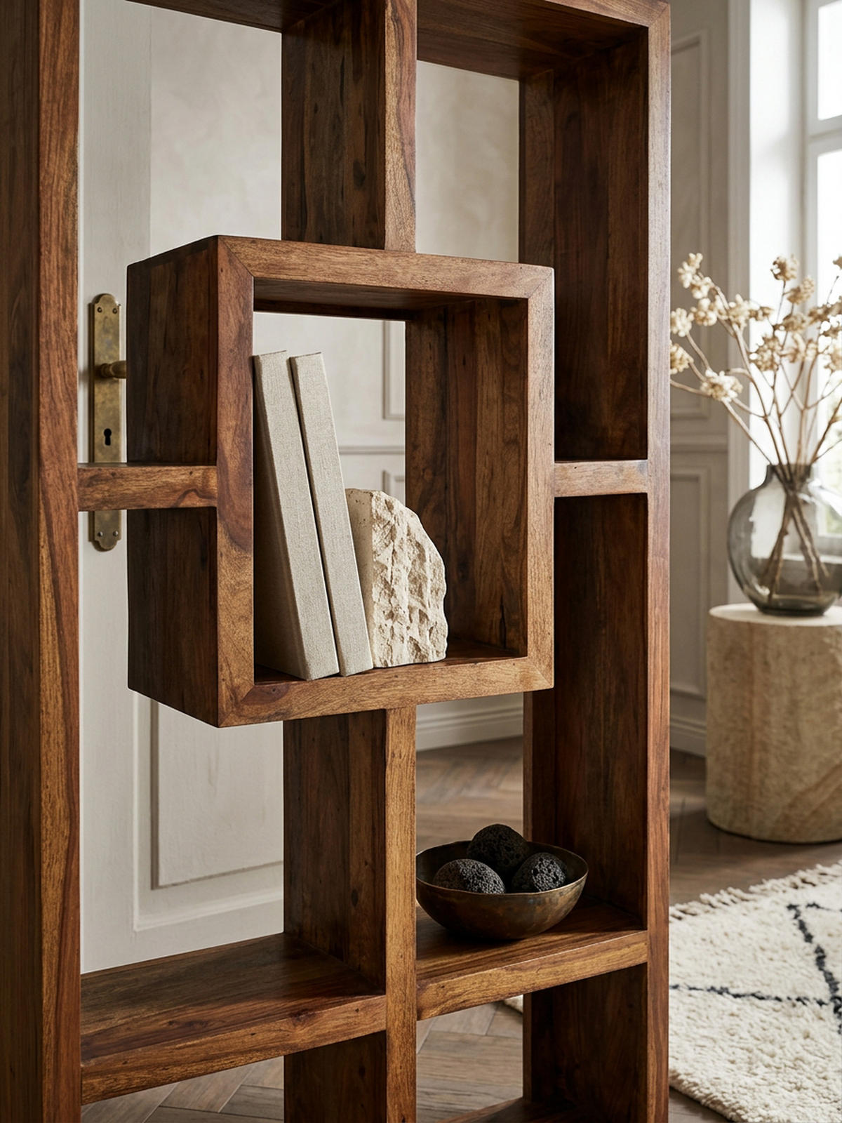 BÜCHERREGAL – NAKO, Naturholz, 90x180 cm, Landhausstil, mit Ablagefächern - Braun, Holz (90/180/35cm) - KADIMA DESIGN