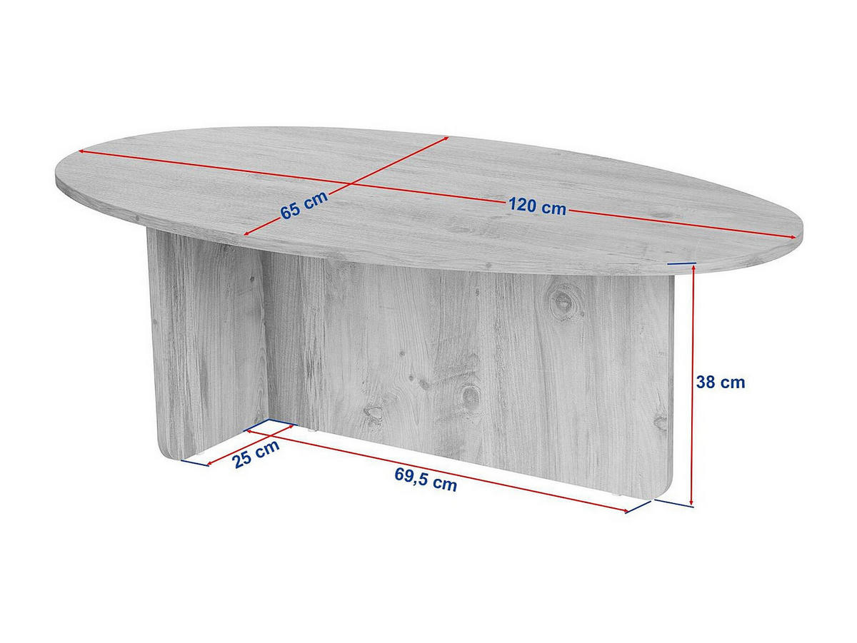 COUCHTISCH - 120 cm x 65 cm - Holz, Platte - Naturfarben Hell ISENORA - Naturfarben, Holz (65/120/40cm) - Vente-Unique