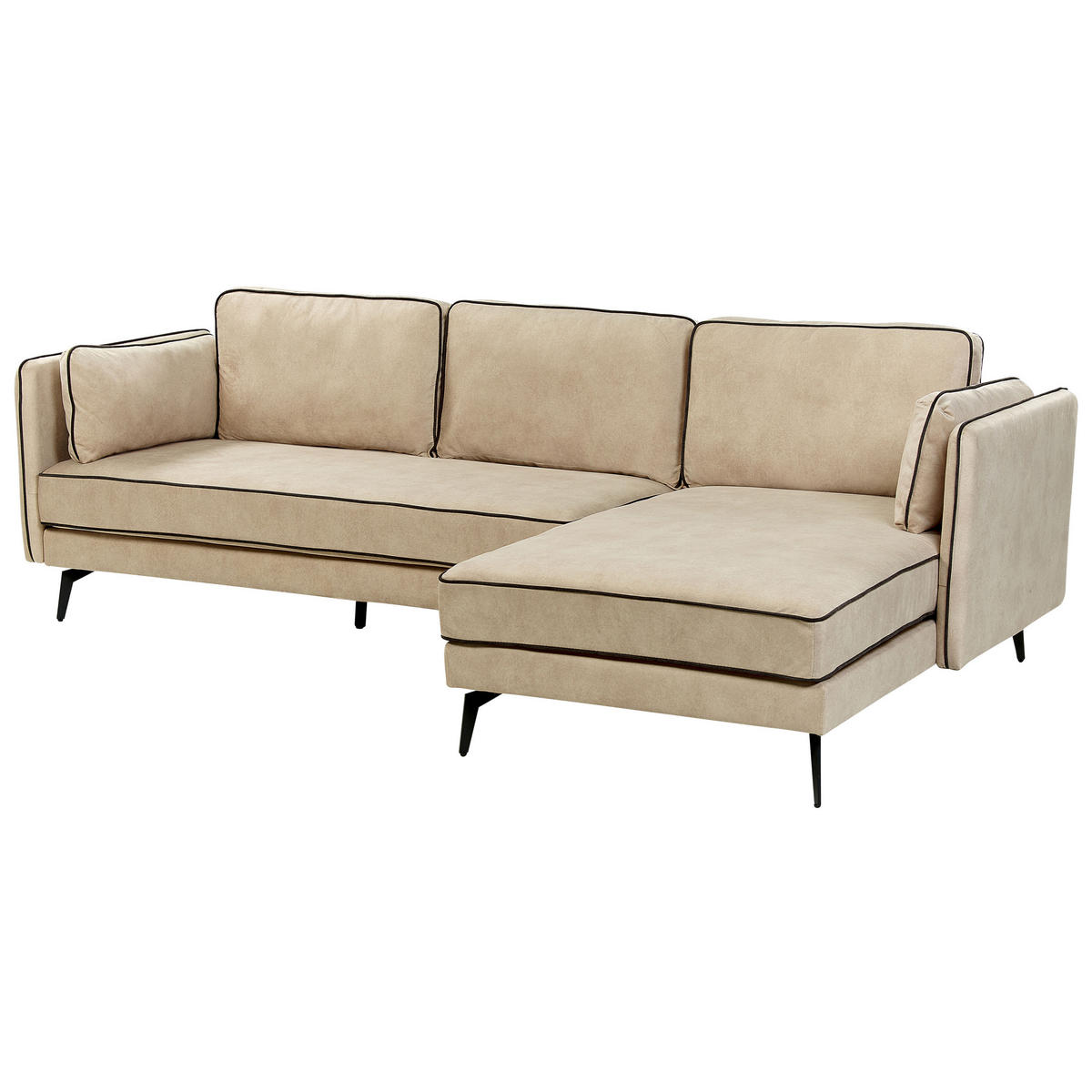 3-SITZER-ECKSOFA Samtstoff Beige Altan - Beige, Textil (268/157cm) - Beliani