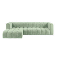 ECKSOFA Modulares In L-Form, Velvet-Stoff Riviera, Mintz, Links, GRAND 318 cm - Mintgrün, Holz (318/179cm) - Kaiser Möbel