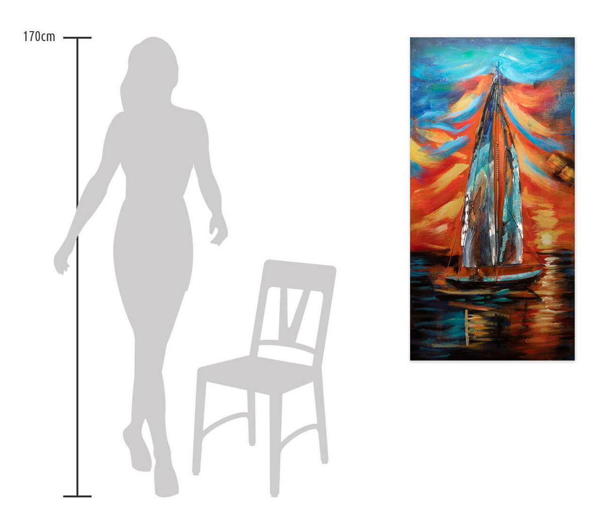 METALLBILD Bunt 60/120 cm - Multicolor, Metall (4.82/120cm) - KUNSTLOFT