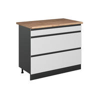 SPODNÍ SKŘÍŇKA KUCHYŇSKÉ LINKY R-Line, Bílá/Antracit, 100 cm pracovná doska Dub Goldkraft - bílá/antracitová, kompozitní dřevo (100/81.6/60cm) - Vicco