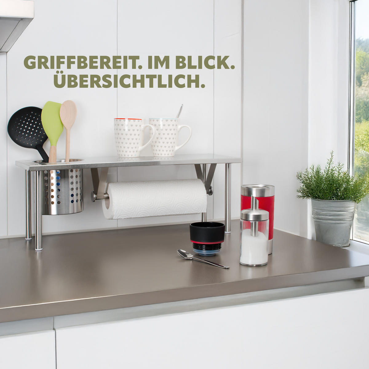 KÜCHENREGAL, silber, Edelstahl - Edelstahlfarben, Metall (56/19/20cm) - bremermann