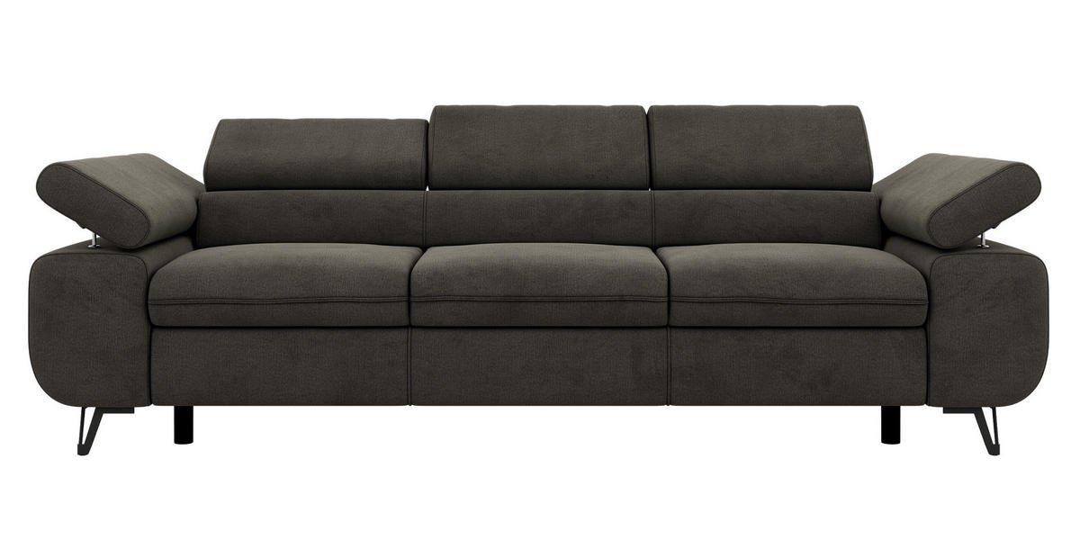 TŘÍMÍSTNÁ POHOVKA PETER 3 - Tmavě šedá Samet - černá/tmavě šedá, kov/textil (262/76/99cm) - MKS