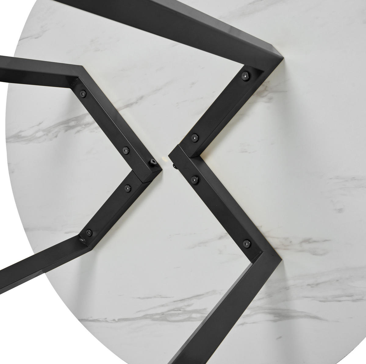 ESSTISCH 80x80x75 cm in Weiß und Schwarz aus MDF mit Marmormuster auf stabilem Metallgestell - Schwarz, Holzwerkstoff (80/80/75cm) - Modfu
