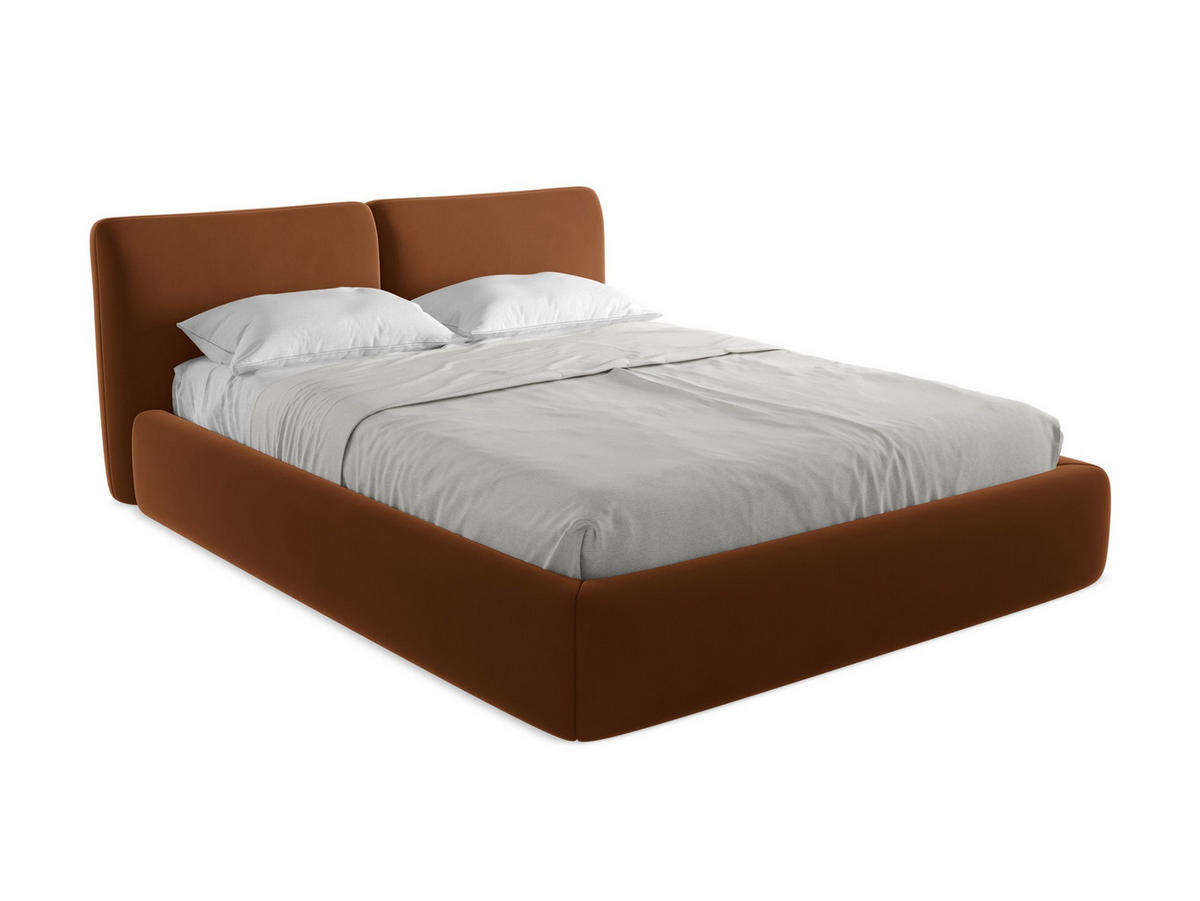 POLSTERBETT mit Bettkasten und Lattenrost 180x228 Orange - Terracotta/Schwarz, Kunststoff/Textil (160/200cm) - Makamii