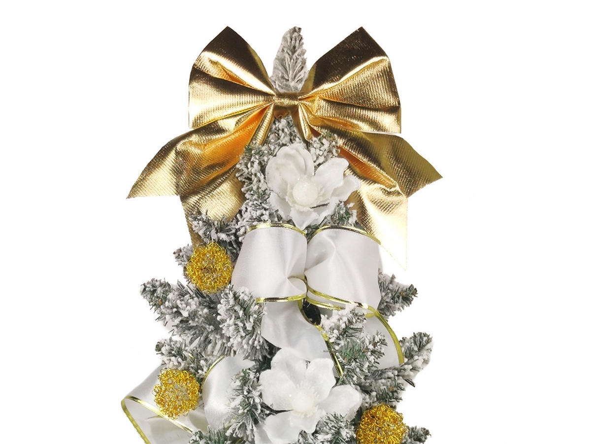 LAALU WEIHNACHTSBAUM geschmückt künstlich SNOW BEAUTY 60 cm mit LED-BELEUCHTUNG IM TOPF - Goldfarben/Weiß, Kunststoff (60cm) - LAALU