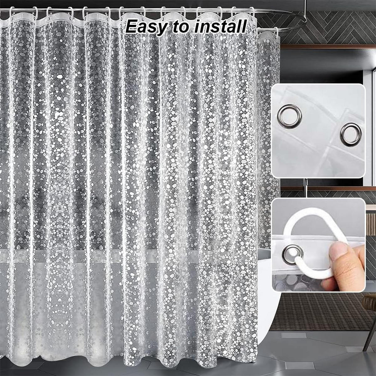 DUSCHVORHANG 180 x 180 cm transparent wasserdicht schimmelresistent für Dusche - Transparent, Kunststoff (180/180cm) - MCBOSON