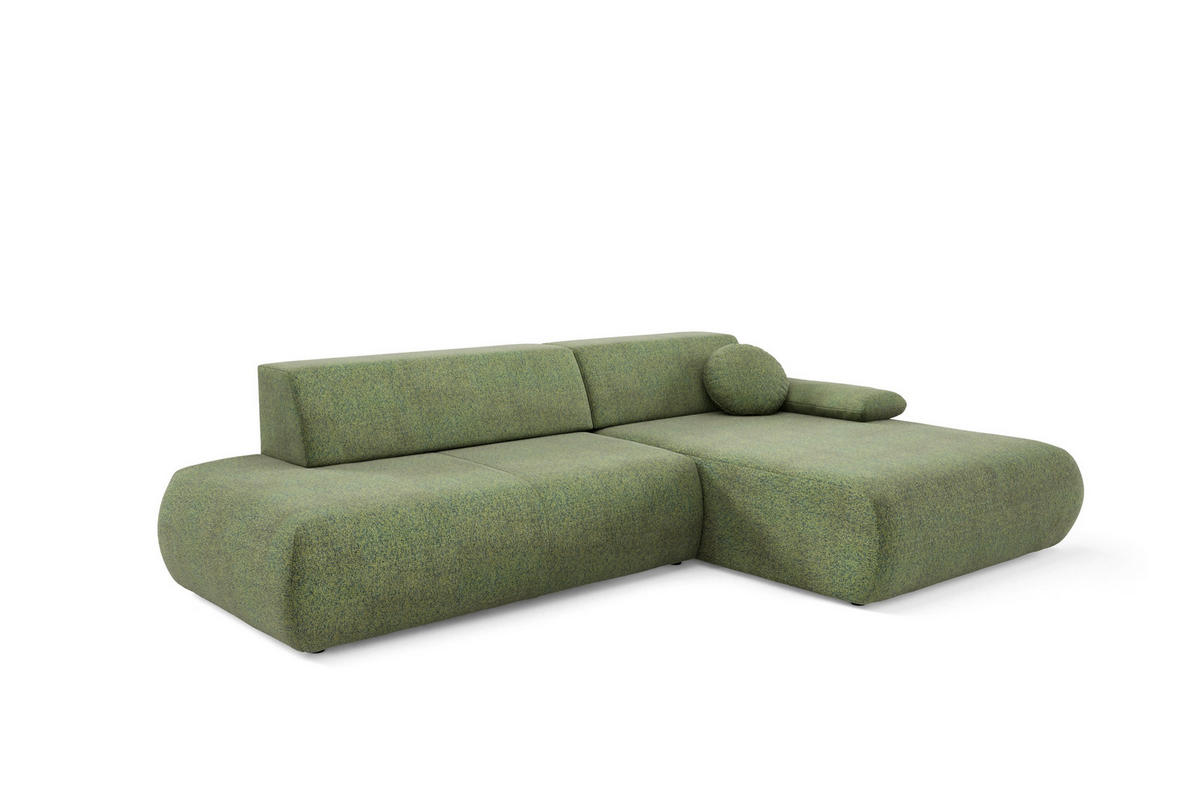 ECKSOFA DELTA R-S Grün Geflochtener Stoff mit Schlaffunktion - Grün, Holz (286/173.5cm) - MASSENO