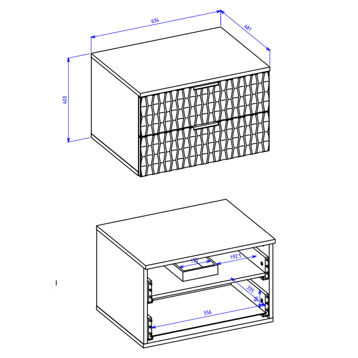 BADMÖBEL 63cm Nevia 2er-Set Holz und Schwarz - Schwarz, Holzwerkstoff (63/40/48cm) - Petits-meubles