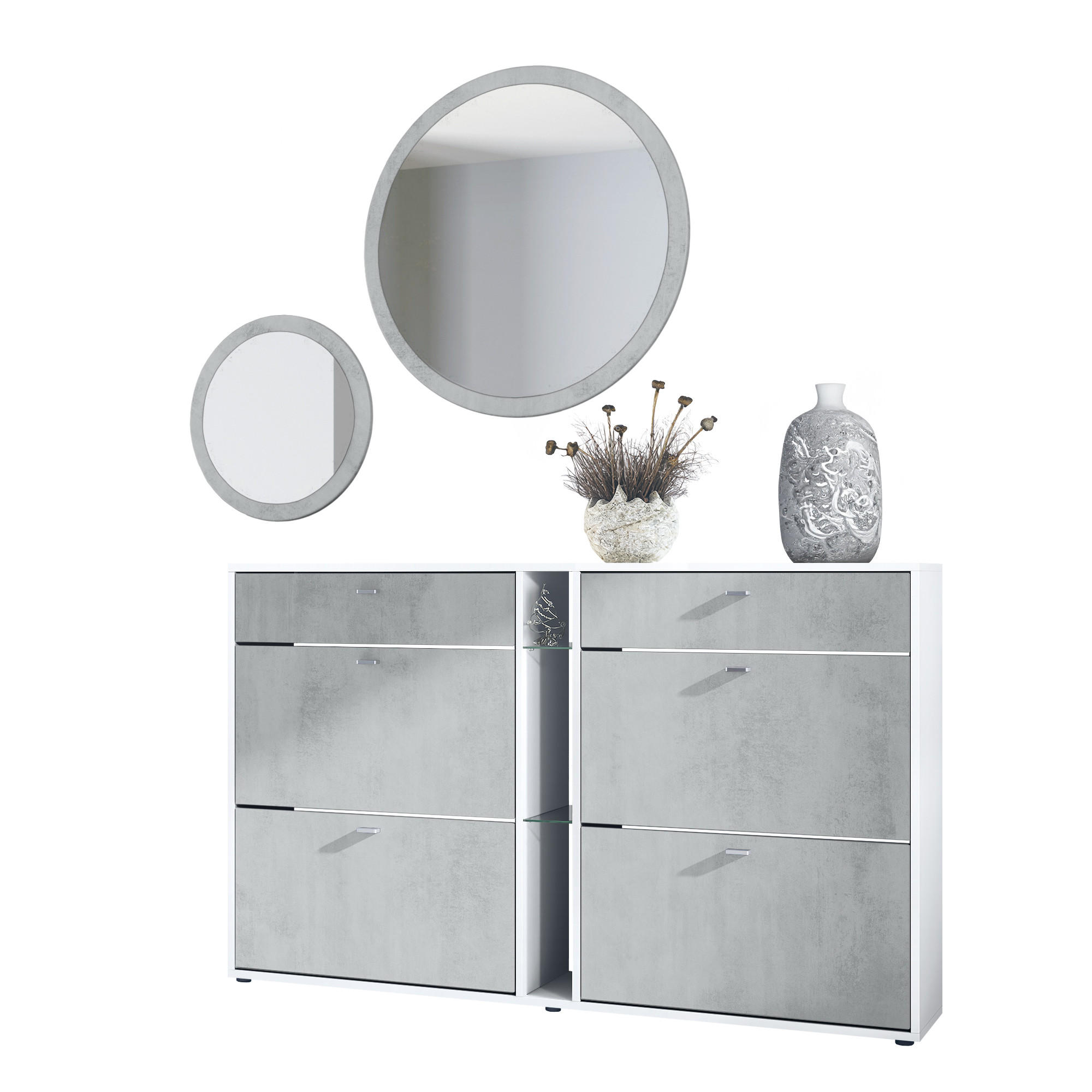 GARDEROBE Florence Beton Oxid Optik - Hellgrau, Holzwerkstoff (155.5/200/28cm) - Vladon