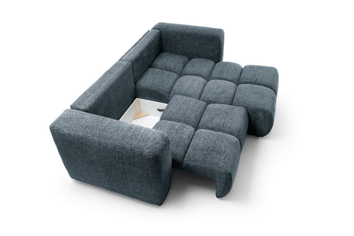 ECKSOFA ARTE 01 Dunkelblau Chenille mit Schlaffunktion - Dunkelblau, Holz (245/177cm) - MASSENO