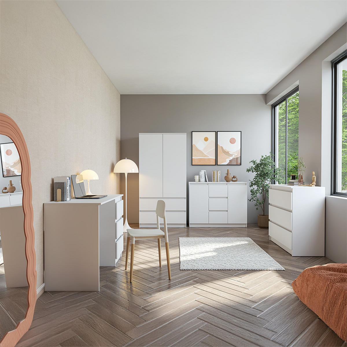 SCHREIBTISCH SOLO, Kinderzimmer, Kinderschreibtisch Kinderzimmertisch 110 cm Weiß/Weiß, grifflos - Weiß, Holzwerkstoff (110/78/50cm) - imoebel24