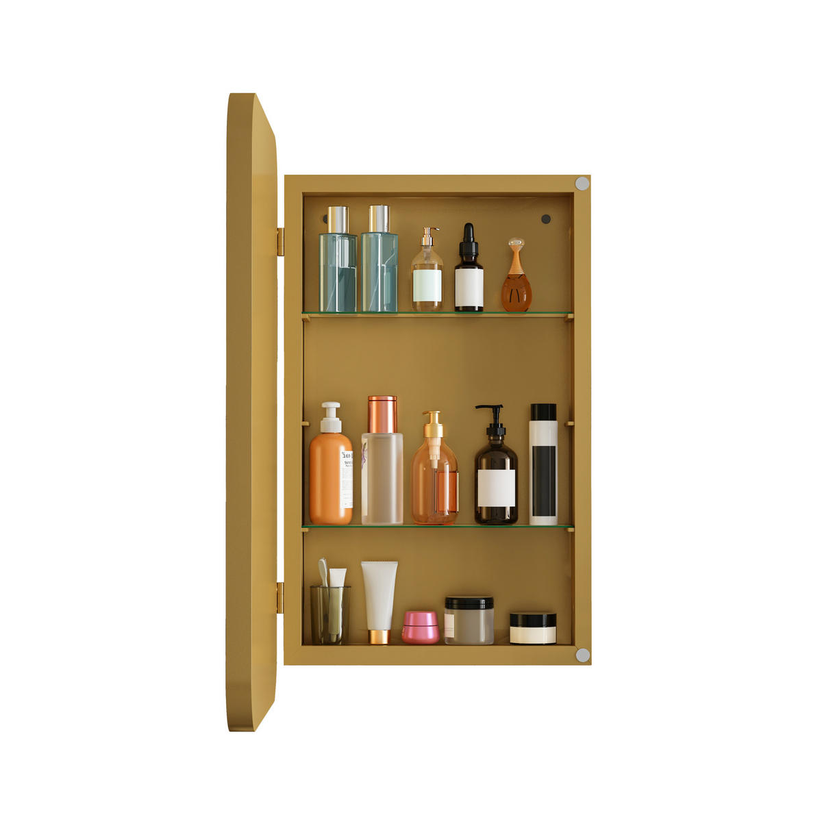SPIEGELSCHRANK 76x51x12cm Gold mit Aufbewahrung - Wandspiegel für Badezimmer - Goldfarben, Glas (76/12/51cm) - Modfu