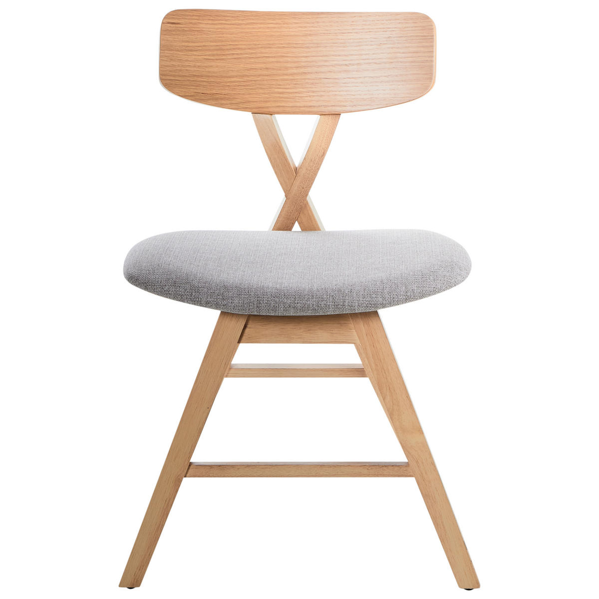 ESSZIMMERSTUHL 2er-Set Hellbraun Leland - Hellbraun/Grau, Holz (52/78/57cm) - Beliani