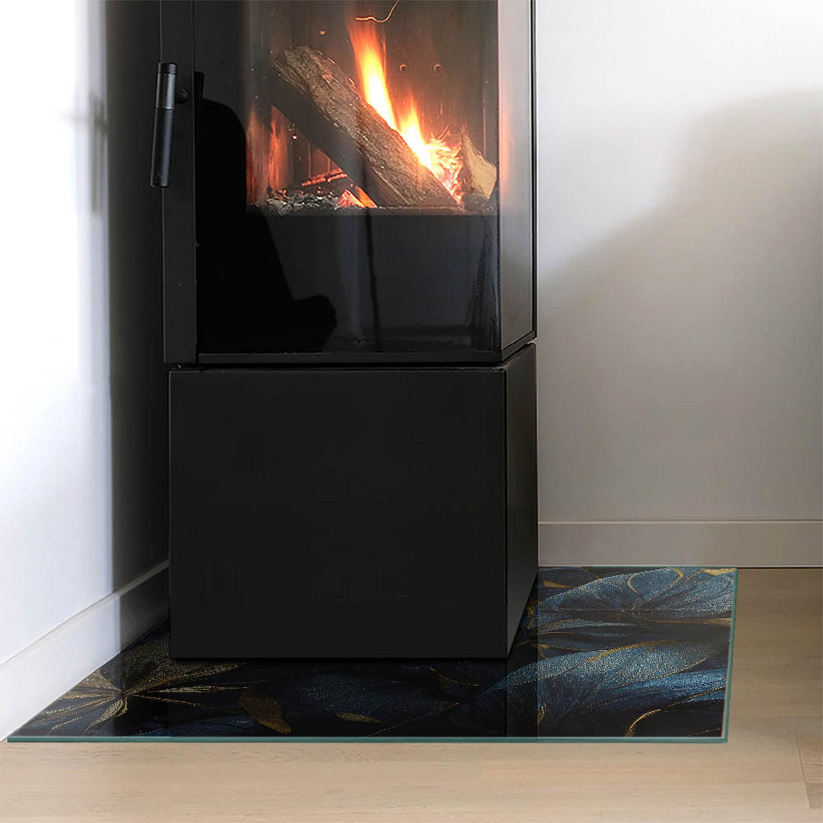 GLASPLATTE für Kamin 60x60 cm - Dunkelblau, Glas (60/60/0.4cm) - TULUP