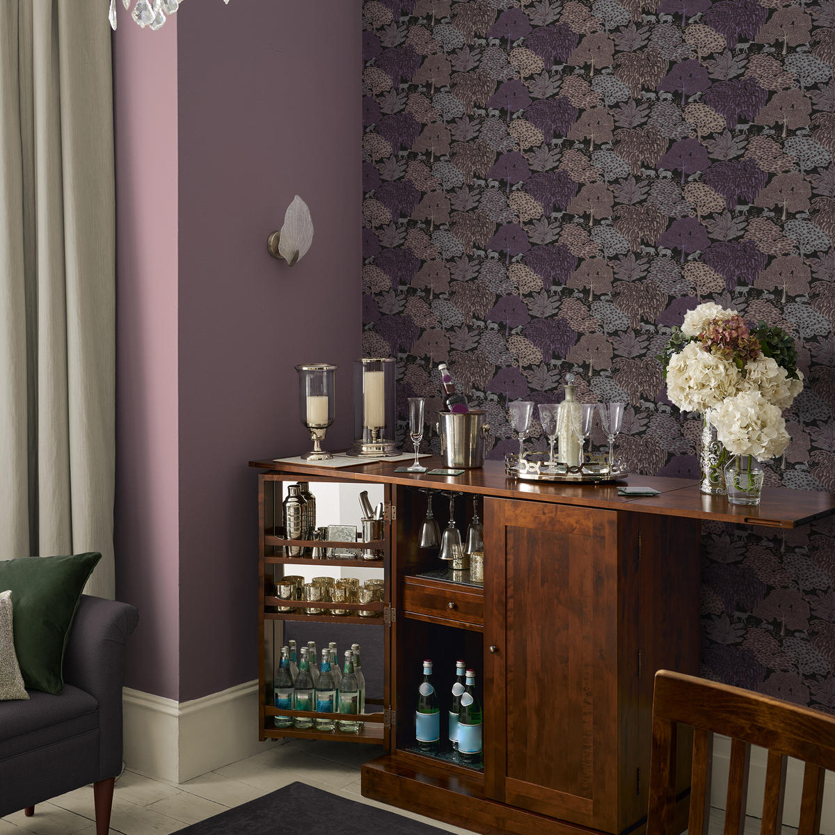 VLIESTAPETE Garwood Grove Violett Grau - Lila, Papier/Kunststoff (52/52cm) - Graham & Brown