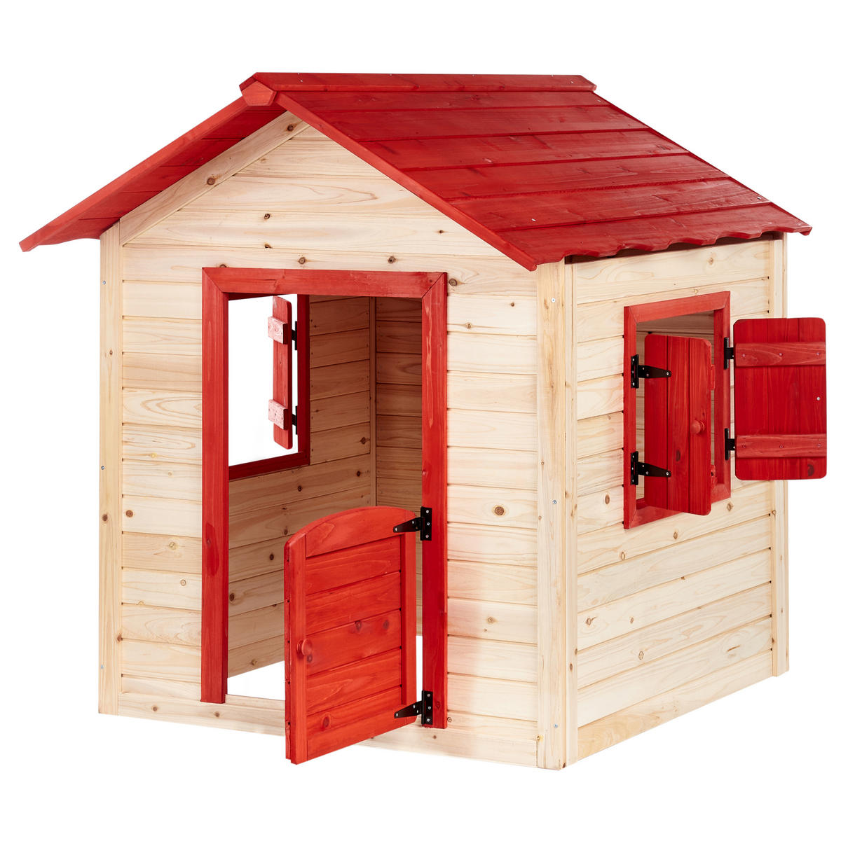 GARTENSPIELHAUS Heller Holzfarbton Pelopio - Hellbraun/Rot, Holz (138/131/111cm) - Beliani