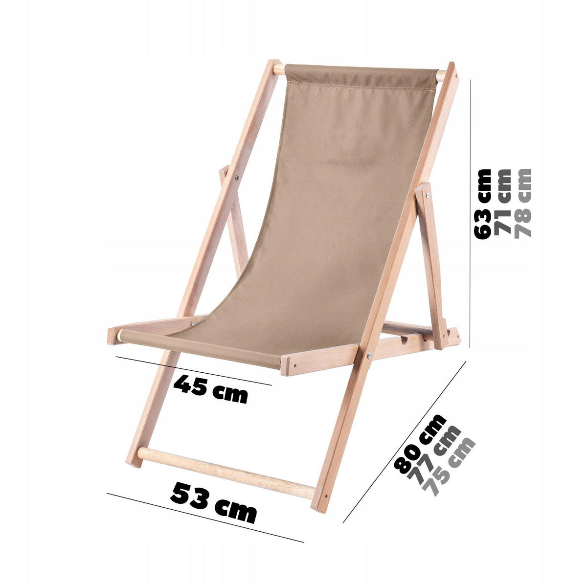 HOLZLIEGESTUHL Cappuccino 1 Stk. - Cappuccino, Holz (53/80cm) - KADAX
