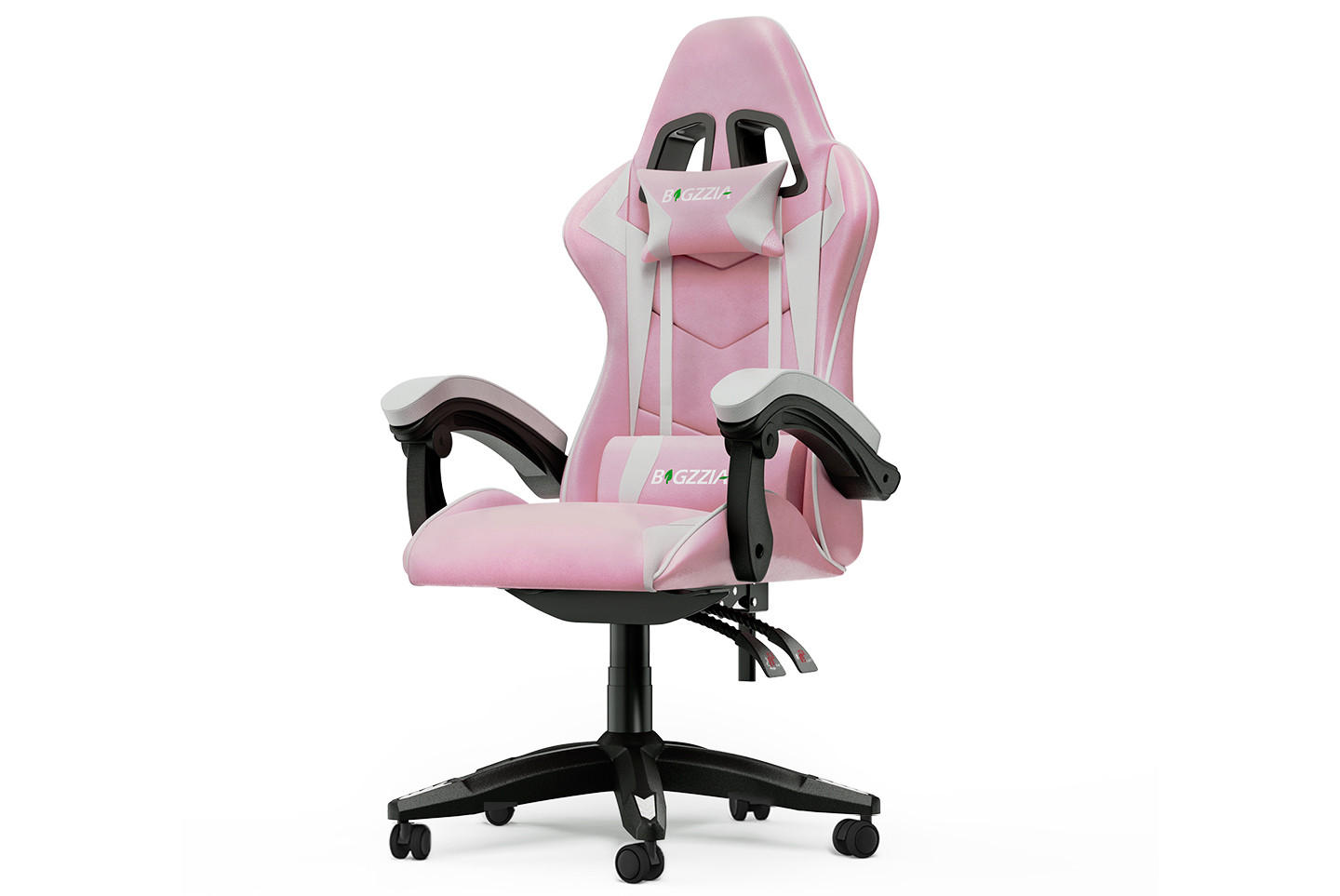 GAMING-STUHL ergonomisch, verstellbare Rückenlehne, Kissen – Rosa/Weiß - Multicolor, Leder (59/120/56cm) - Rattantree