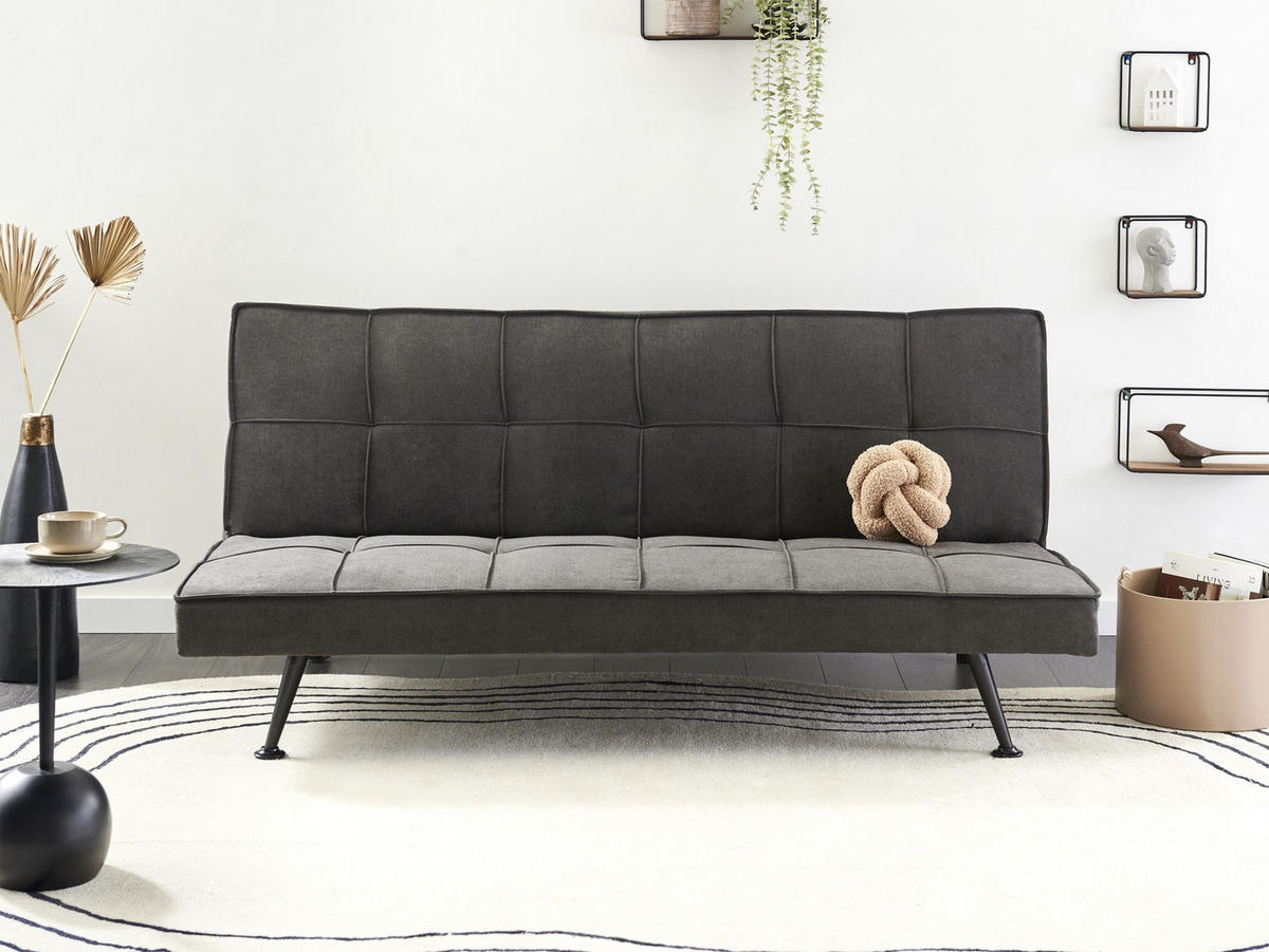 SCHLAFSOFA 168/105 cm Dunkelgrau Hasle - Dunkelgrau/Schwarz, Textil (168/75/88cm) - Beliani