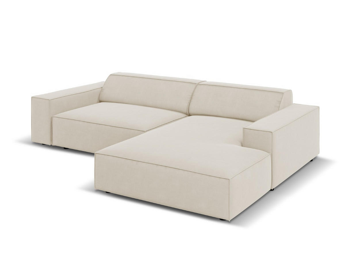ECKSOFA modular rechts Jodie aus Samt dunkelbeige 3 Sitzplätze - Mokka, Textil (166/224cm) - Micadoni