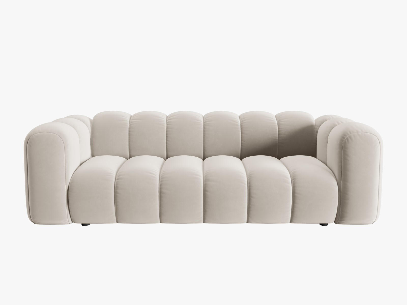 SOFA Lupine aus Samt beige 3 Sitzplätze - Beige, Textil (95/70/230cm) - Micadoni