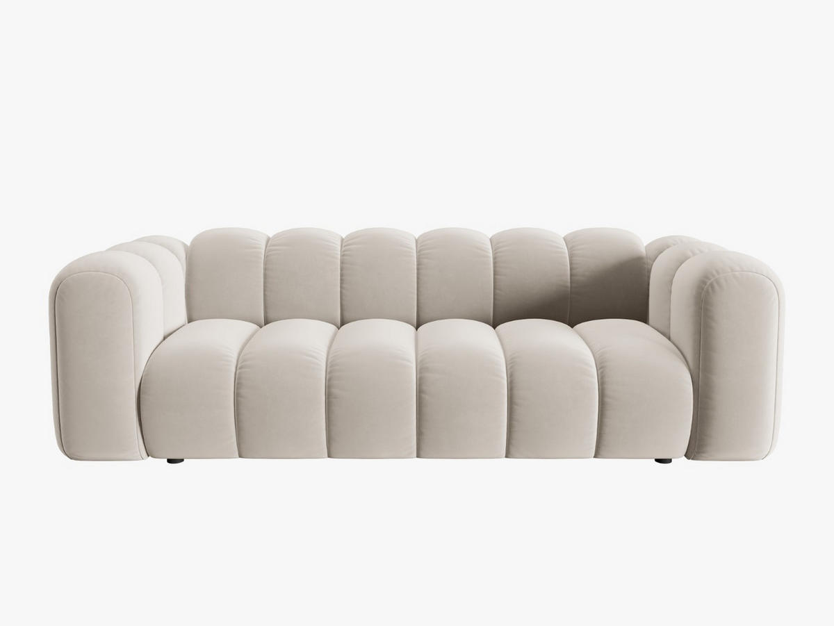 SOFA Lupine aus Samt beige 3 Sitzplätze - Beige, Textil (95/70/230cm) - Micadoni