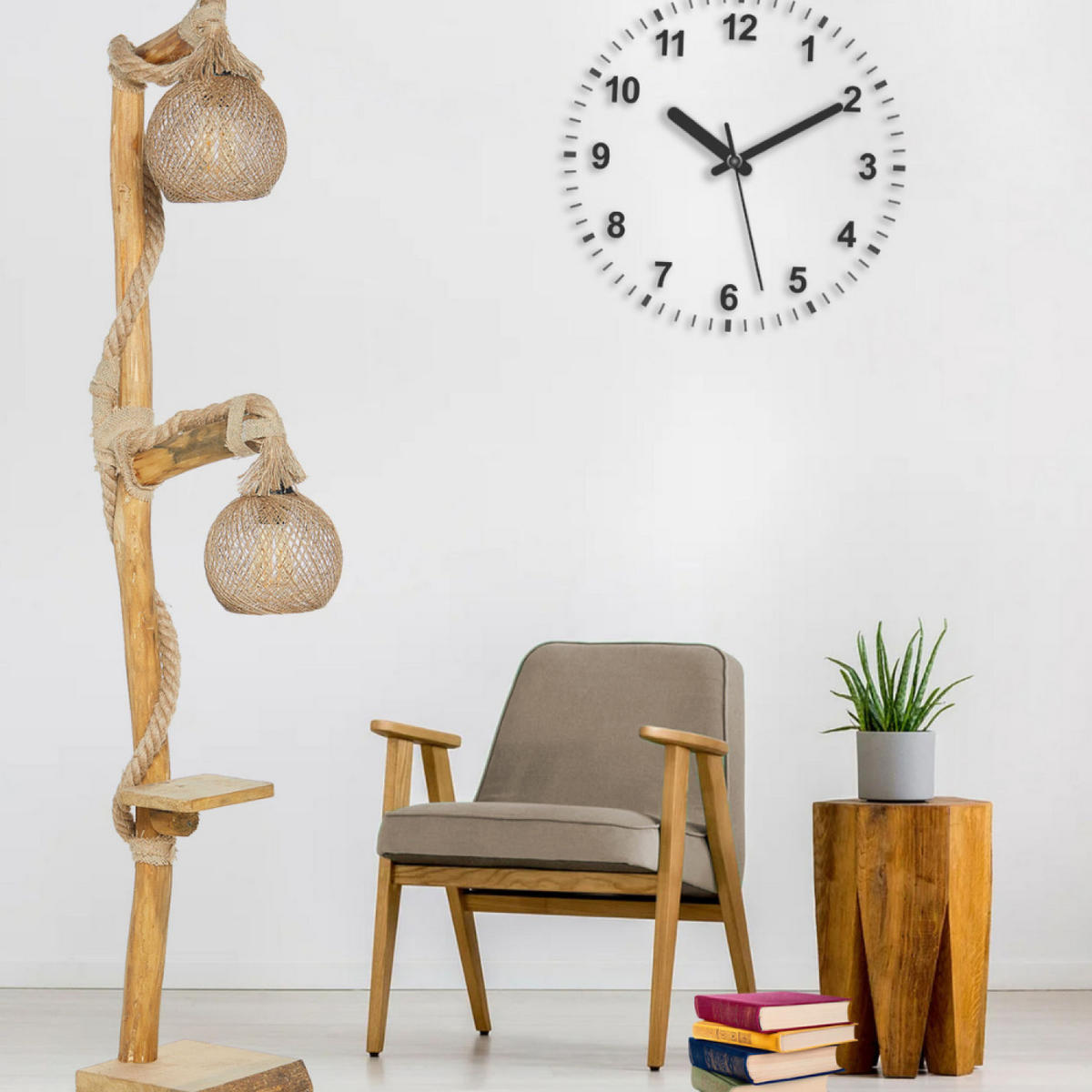 STEHLAMPE Alex Braun in Holzfarbe 60 W - Braun, Holz (140/24/24cm) - Concept Usine