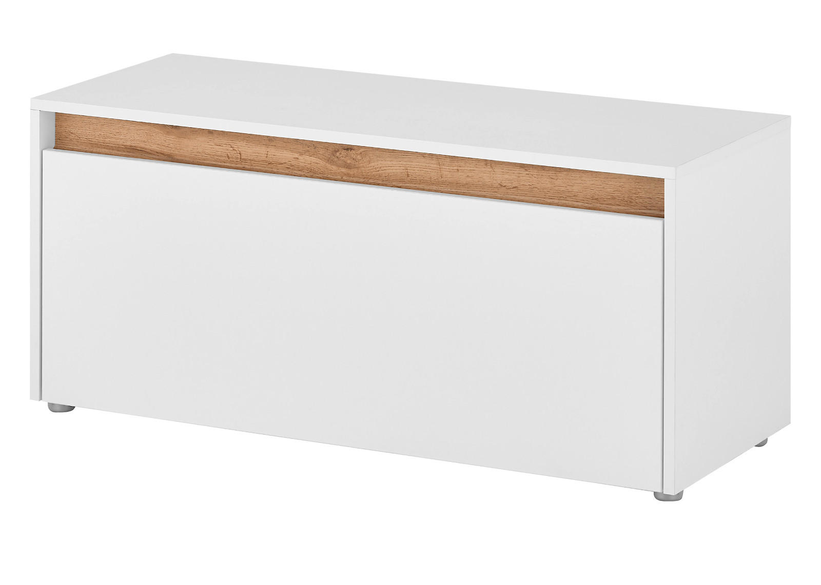 GARDEROBENBANK weiß, Eiche Wotan 100 cm, Sitzbank mit Stauraum - Silberfarben/Eiche Wotan, Holzwerkstoff/Kunststoff (100/45/40cm) - Furn.Design