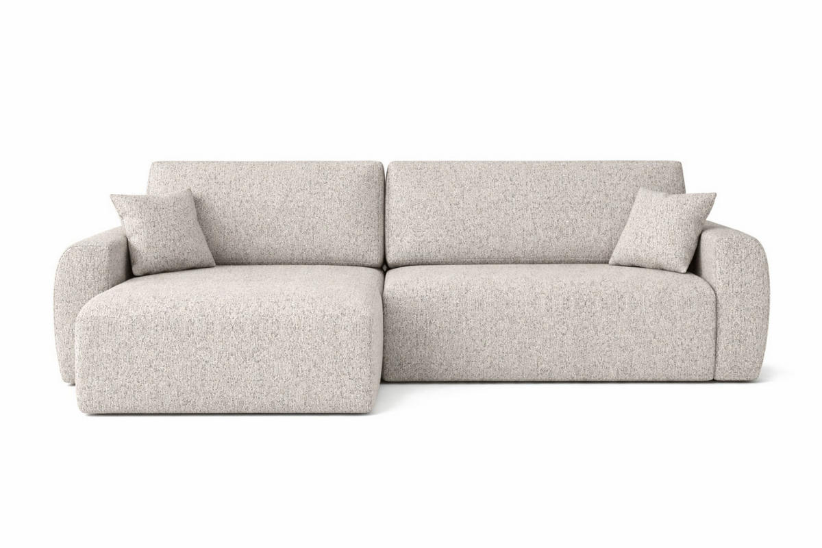ECKSOFA Mit Schlaffunktion Ariel L, Chenille, Stoff Artico, Beige, Links - Creme, Holz (250/142cm) - Kaiser Möbel