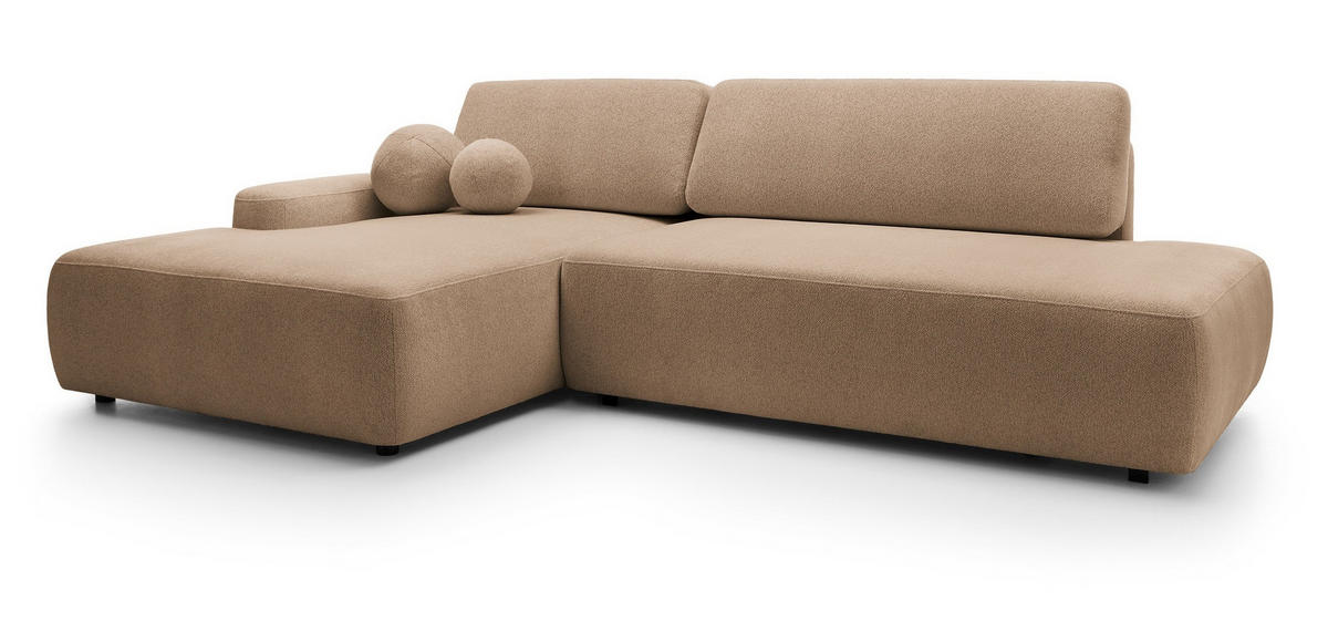 ECKSOFA 275 cm mit Schlaffunktion Orea O, Links, Braun - Braun, Holz (276/164cm) - Emporius