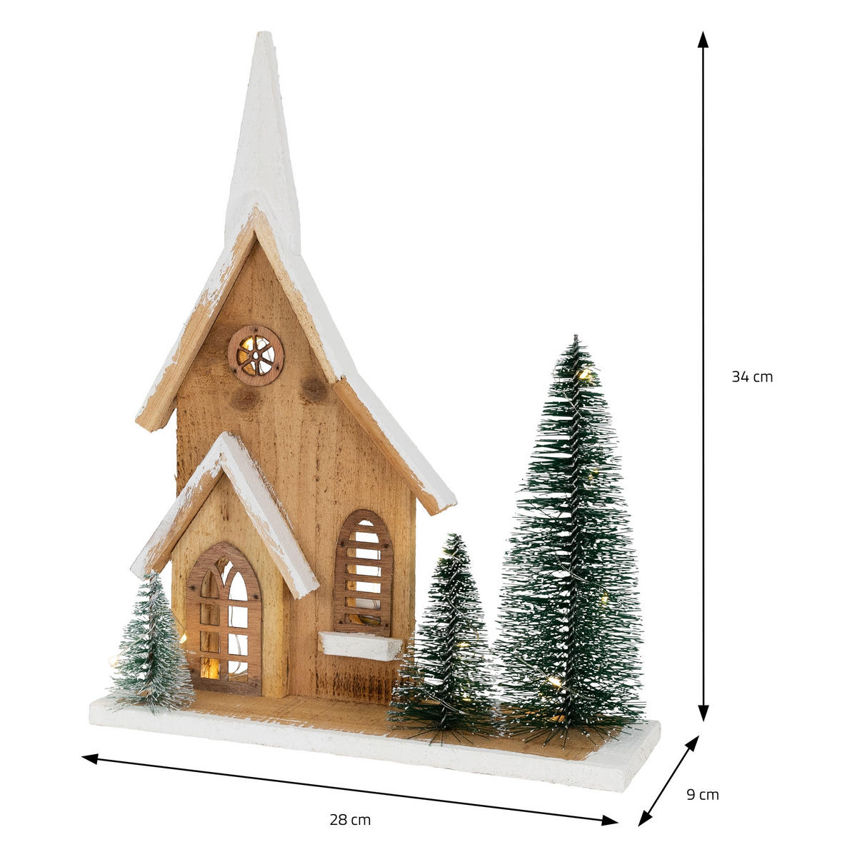 DEKOFIGUR Haus LED 34 cm - Beige, Holz (9/34/28cm) - Home Styling Collection