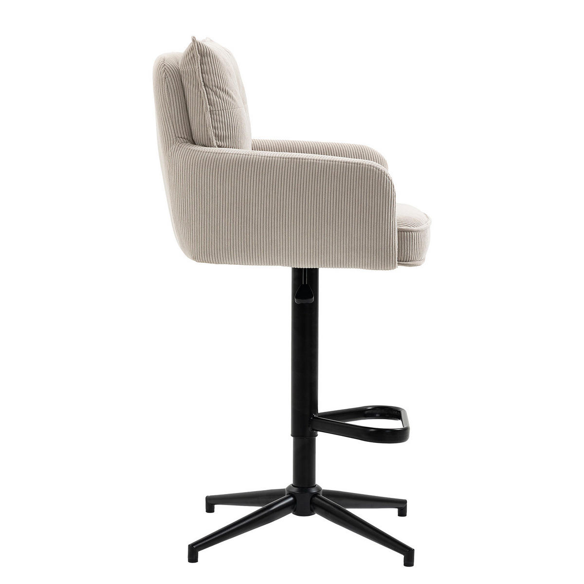 BARSTUHL - 2er-Set - Höhenverstellbar - Cord / Eisen - Beige, Textil/Metall (54/100/58cm) - home24