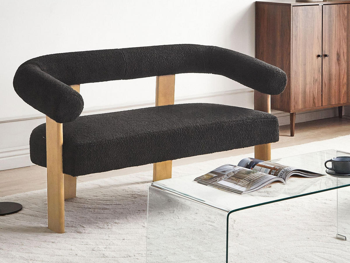 POHOVKA 2-místná Bouclé Černá/Světle hnědá Ilbro - černá, textil (138/76/68cm) - Beliani
