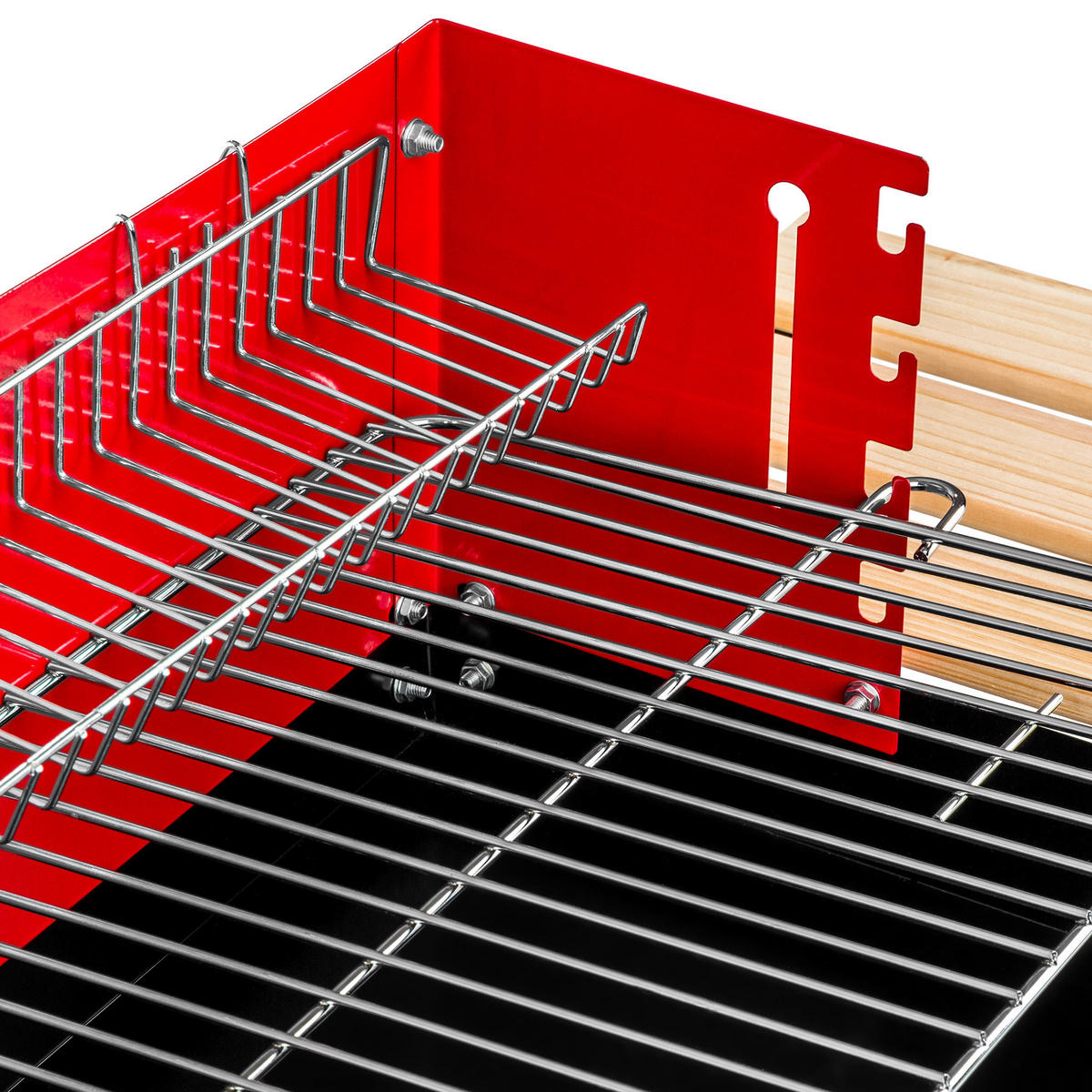 GRILLWAGEN ,86 x 34 x 80 cm,schwarz/rot - Rot/Schwarz, Metall (34/80/86cm) - tectake