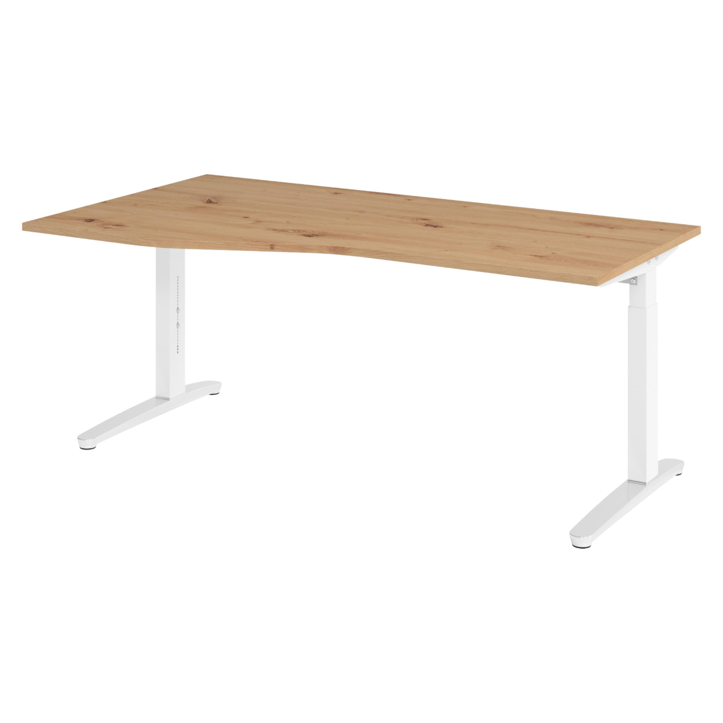 SCHREIBTISCH Serie-XB 100/180/74 cm in Wildeiche/Weiß/Alu poliert - Wildeiche/Silberfarben, Holzwerkstoff (100/180/74cm) - bümö