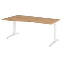 SCHREIBTISCH Serie-XB 100/180/74 cm in Wildeiche/Weiß/Alu poliert - Wildeiche/Silberfarben, Holzwerkstoff (100/180/74cm) - bümö