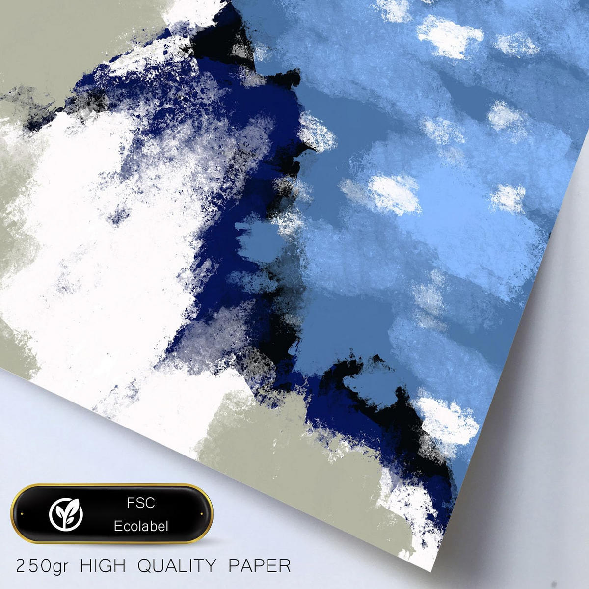 POSTER Set Mit 6 Blaue altmodische abstrakte Landschaften Größe A3 & A4 Weißer Rahmen - Weiß, Papier (29.7/1cm) - Nacnic